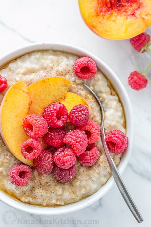 Steel Cut Oats are surprisingly easy to make - it’s the only kind of oatmeal my son loves. The texture, flavor and goodness of real oatmeal can’t be beat! | natashaskitchen.com