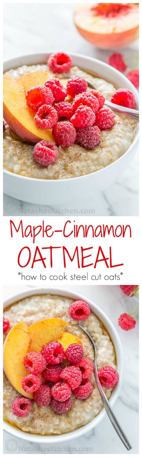 Steel Cut Oats are surprisingly easy to make and it’s kid friendly! The texture, flavor and goodness of real oatmeal can’t be beat! | natashaskitchen.com