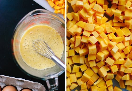 scrambled eggs and butternut squash