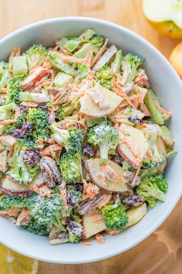 How to serve broccoli salad recipe with apples, pecans and craisins