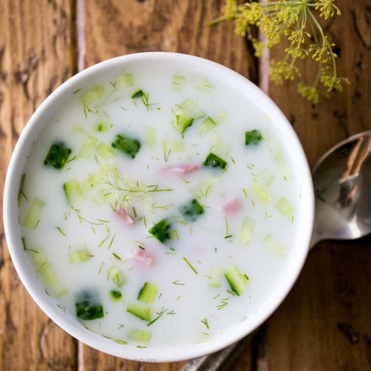 okroshka soup in bowl