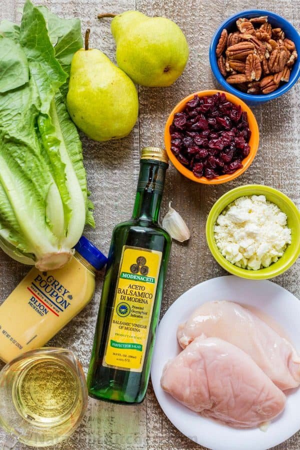 Ingredients for Chicken Salad and Homemade Balsamic Vinaigrette