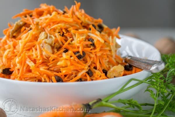 This carrot apple and walnut salad is so simple and delicious. My hubby and I couldn't stop eating it!! @natashaskitchen