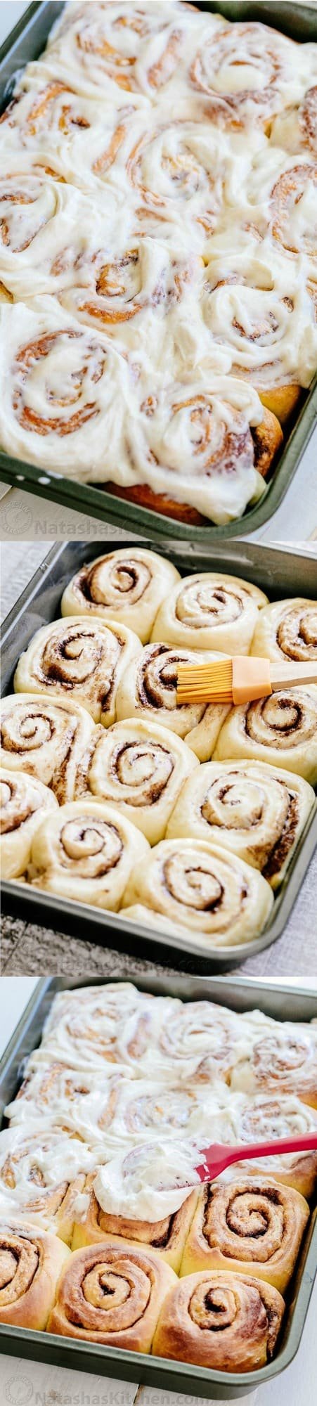 Melt-in-you-mouth overnight cinnamon rolls with whipped cream cheese icing. Perfect for holidays and busy mornings. The best make-ahead cinnamon rolls! | natashaskitchen.com