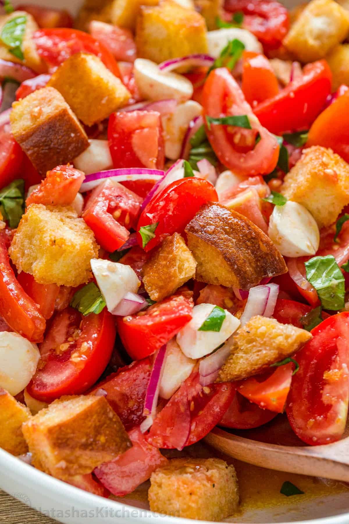 Bread Salad with Tomatoes in Bowl