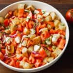 Panzanella Recipe in white bowl