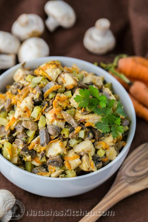 Chicken and Mushroom Wedding Salad - A unique and delicious salad! @natashaskitchen