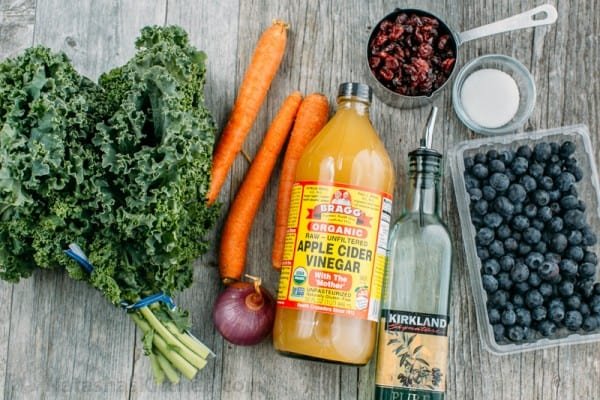 This kale salad is a make-ahead GREEN salad and is just as good the next day (perfect for parties!). So healthy and delicious. You'll make this kale salad again and again! 
