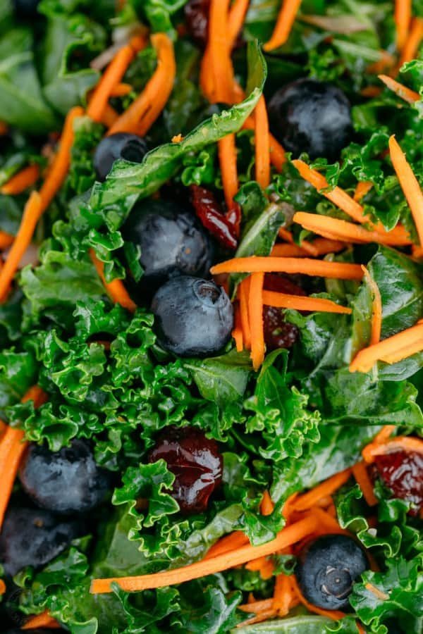 This kale salad is a make-ahead GREEN salad and is just as good the next day (perfect for parties!). So healthy and delicious. You'll make this kale salad again and again! 