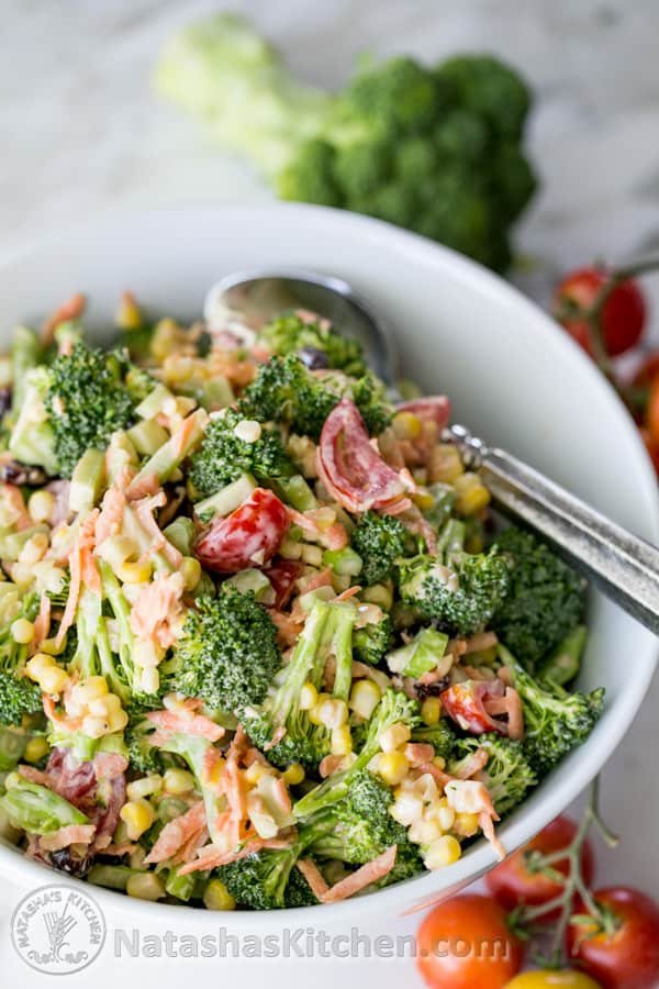 Broccoli Corn and Tomato Salad. This one's a keeper! @natashaskitchen
