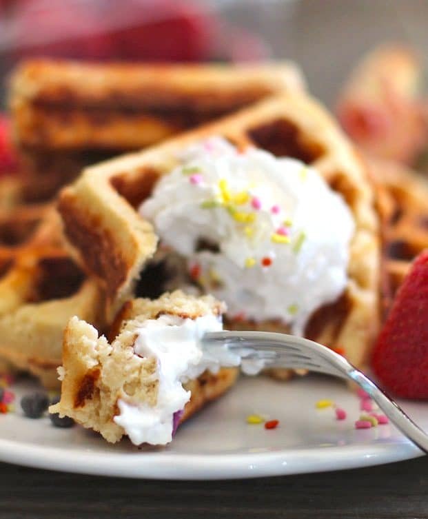 These Healthy Gluten-Free Waffles are SUPER soft, fluffy, moist, and sweet! You'd never know this recipe is sugar free, low carb, low fat, and high protein.