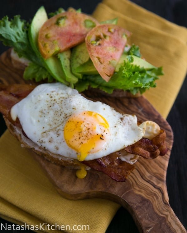 This breakfast BLT Sandwich Recipe is over-the- top in the best way. We added an egg to this breakfast BLT and topped with avocado. Perfect combination. 