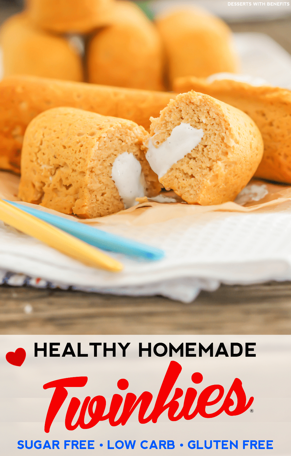 Healthy Homemade Twinkies recipe (sugar free, low carb, low fat, high protein, gluten free) - Desserts with Benefits