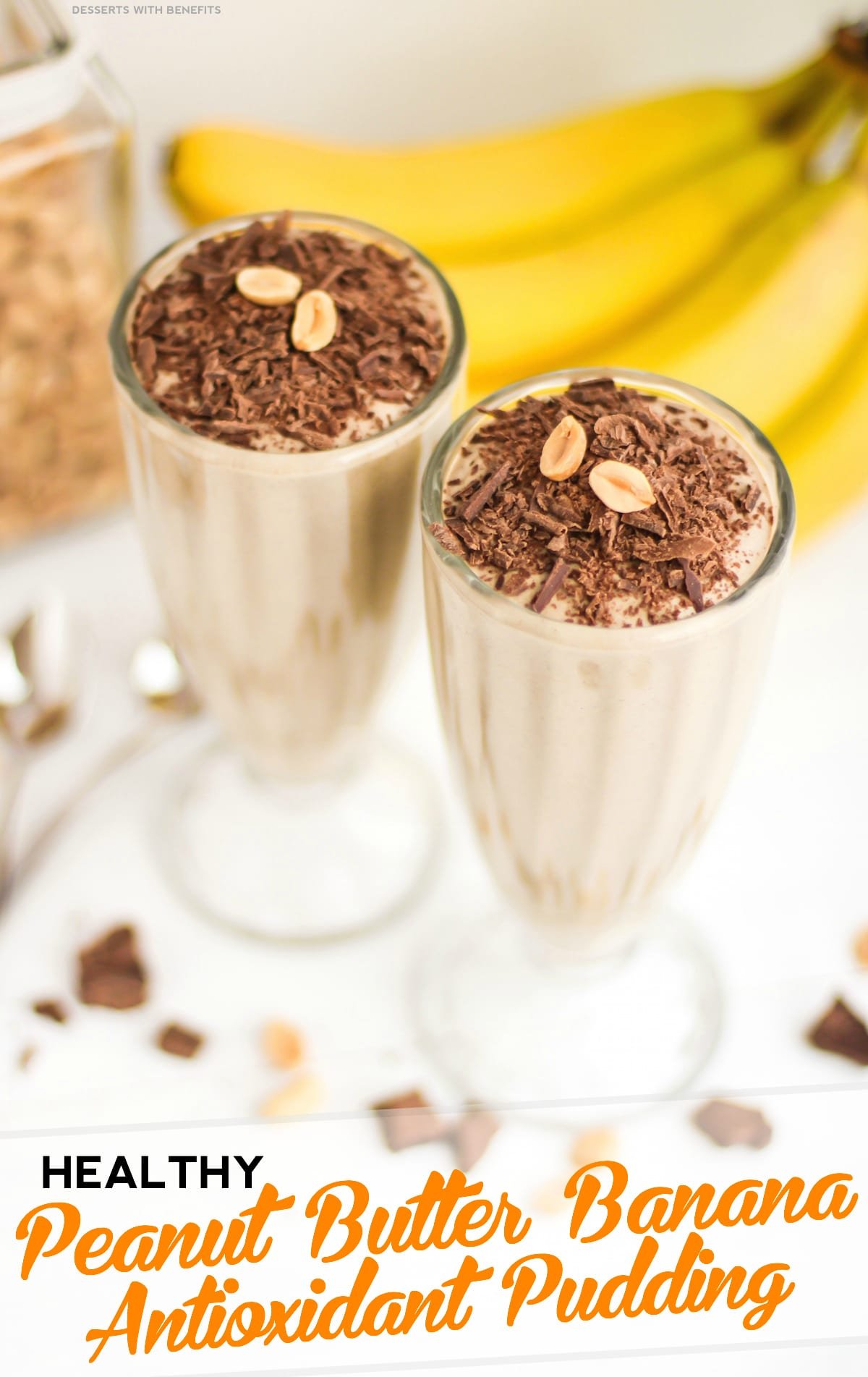 Healthy Peanut Butter Banana Antioxidant Pudding (refined sugar free, high protein, vegan) - Desserts with Benefits