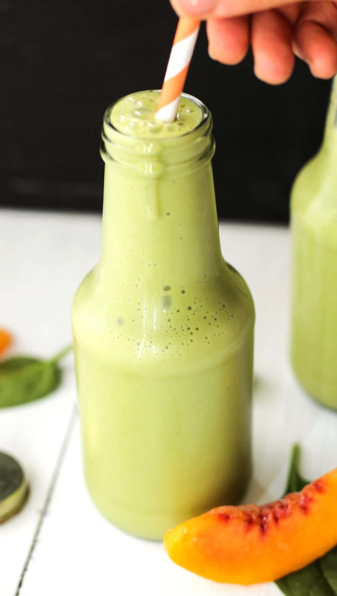 Healthy Green Peach Lassi (no sugar added, low fat, high protein) - Healthy Dessert Recipes at Desserts with Benefits