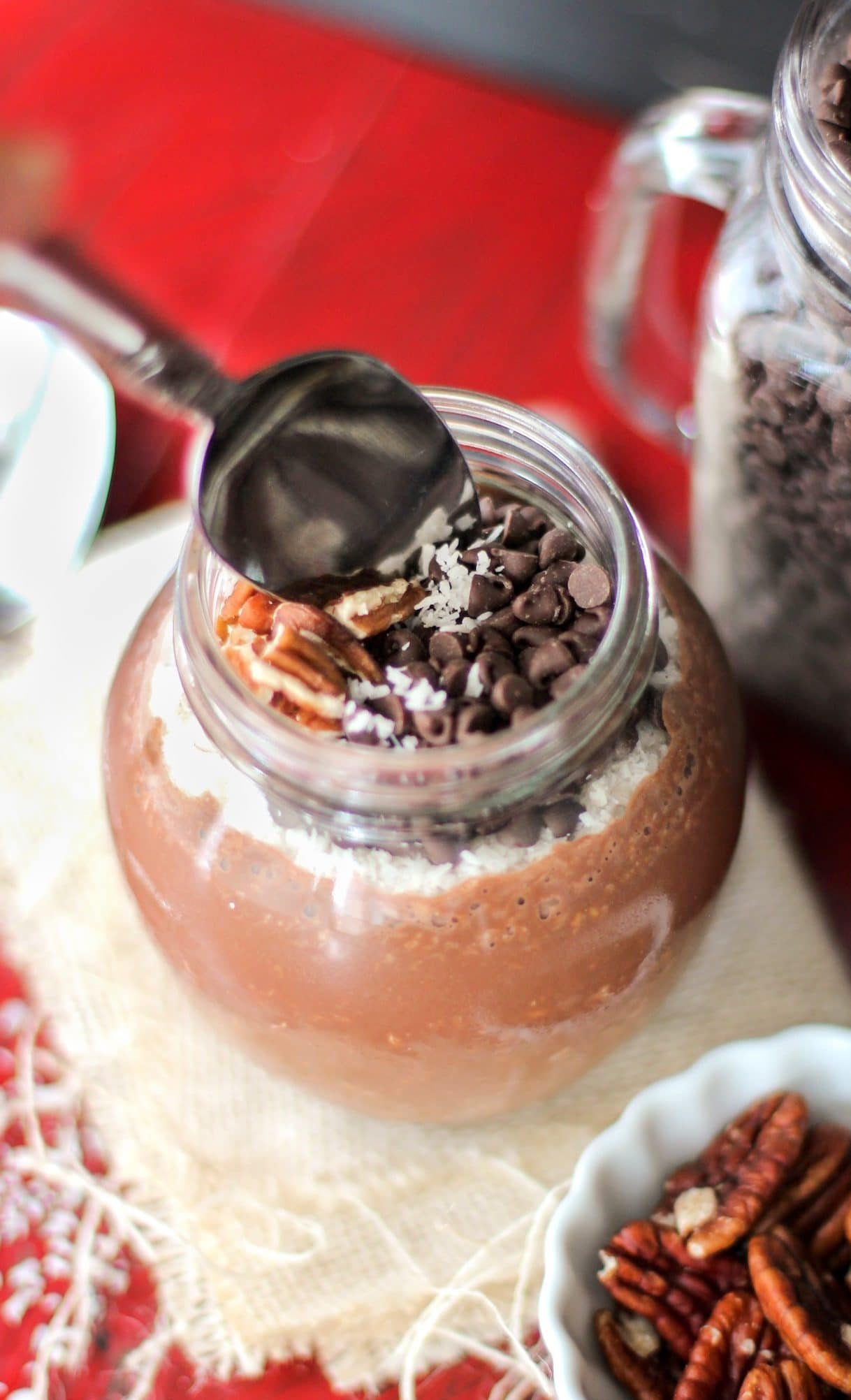 Healthy German Chocolate Cake Overnight Dessert Oats (refined sugar free, gluten free, dairy free, vegan) - Healthy Dessert Recipes at Desserts with Benefits