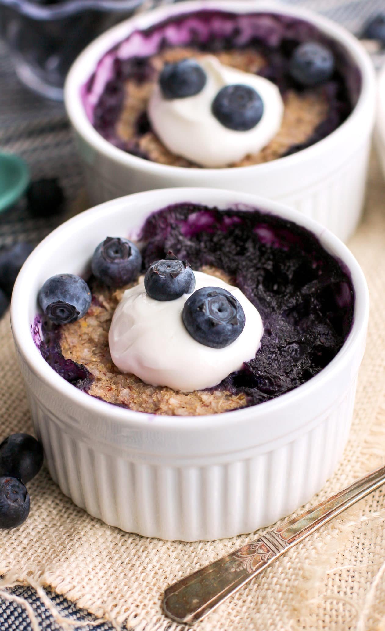 Healthy Microwaveable Blueberry Quinoa Flake Muffins (refined sugar free, low fat, high fiber, gluten free, dairy free, vegan) - Healthy Dessert Recipes at Desserts with Benefits