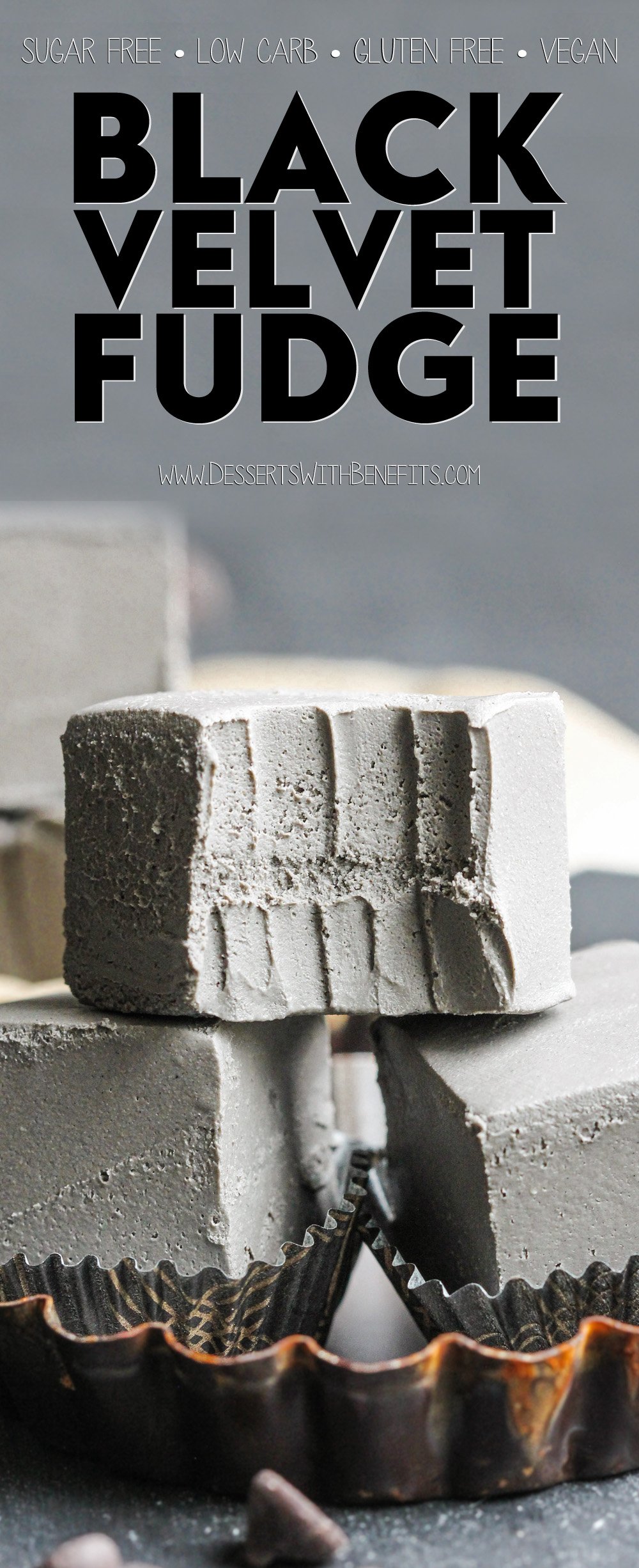 Black Velvet is just like red velvet, only black! This Healthy Raw Black Velvet Fudge is SUPER smooth, creamy, sweet, and chocolatey. You’d never know it’s all natural, refined sugar free, low carb, gluten free, dairy free, AND vegan. Can you guess the secret ingredient? -- Healthy Dessert Recipes with low calorie, low fat, and high protein options at the Desserts With Benefits Blog (www.DessertsWithBenefits.com)