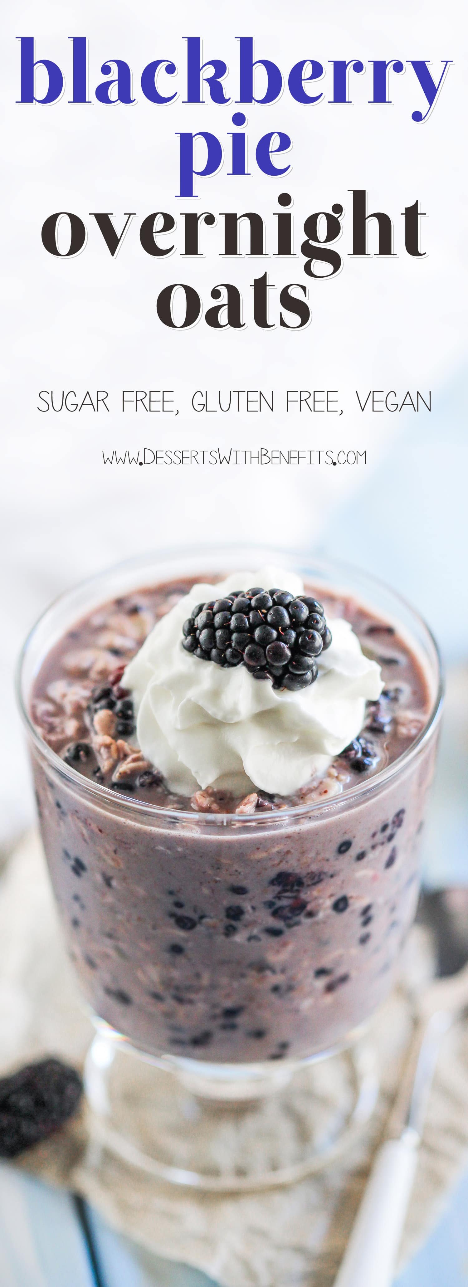 Make a batch of Healthy Blackberry Pie Overnight Dessert Oats! All the flavor of blackberry pie, all the sweetness of a dessert, with all the healthfulness and nutrition of oatmeal. Win-win-win. Oh, and it’s refined sugar free, low fat, gluten free, and vegan too! Healthy Dessert Recipes at the Desserts With Benefits Blog