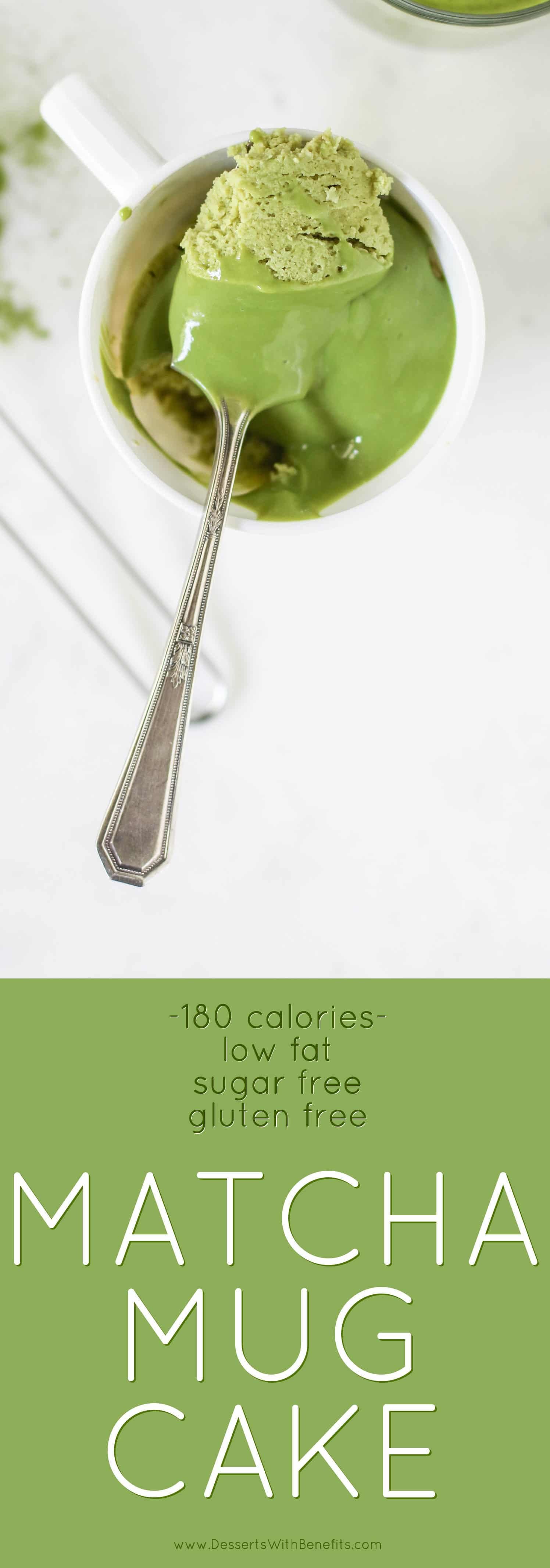 You can make this Healthy Single-Serving Matcha Microwave Cake in TWO minutes flat! This soft, springy, delicious cake makes the perfect balanced breakfast, snack, AND dessert. Plus, a Matcha Protein Frosting to top it off. This entire recipe has just 180 calories, and is sugar free, low carb, high protein, high fiber, and gluten free too! Healthy dessert recipes at the Desserts With Benefits Blog (www.DessertsWithBenefits.com)