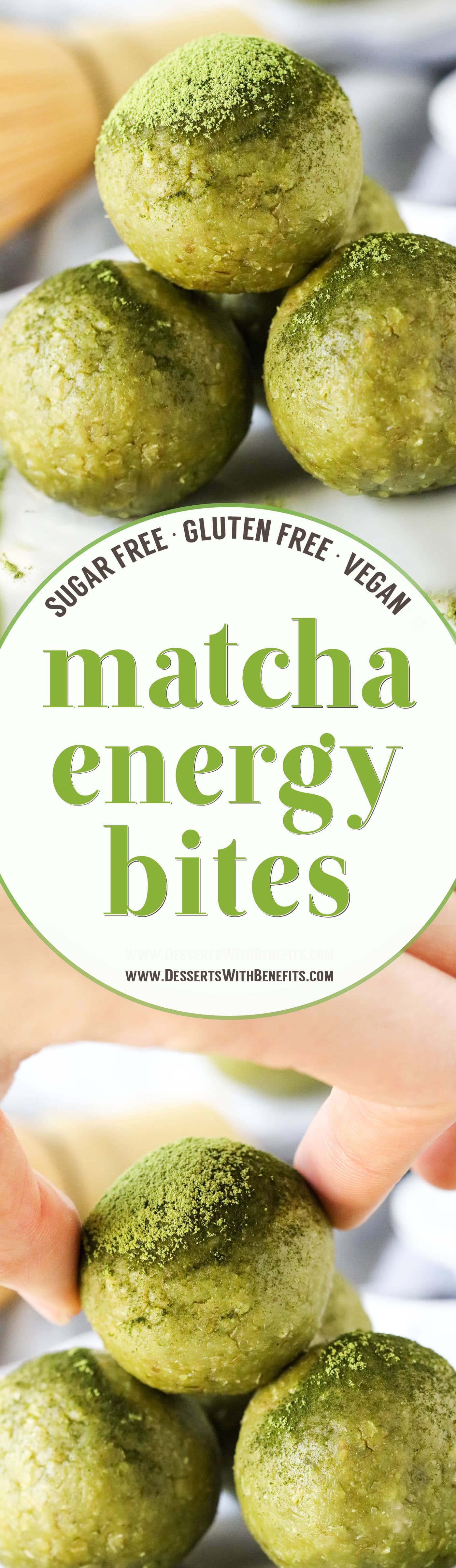These Matcha Green Tea Energy Bites are soft, fudgy, sweet -- they're a real guilt-free treat. Made with nut butter, oats, and matcha powder. You'd never know they're sugar free, gluten free, dairy free, vegan, and keto-friendly too!