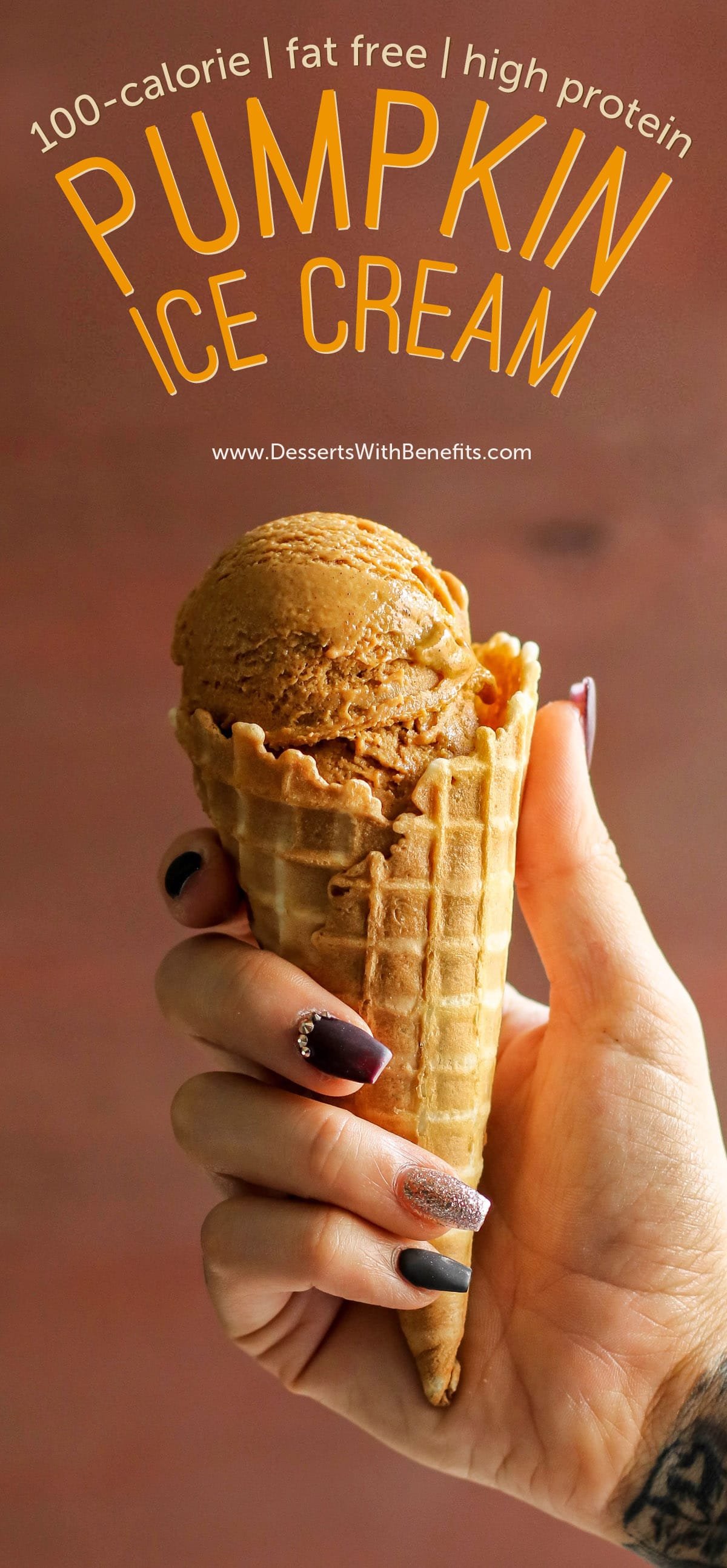 This 100-calorie Pumpkin Ice Cream is ULTRA creamy, perfectly spiced, and perfectly sweet. Made with 100% good-for-you ingredients (NO heavy cream, no eggs, and no refined sugar)! This version is fat free, refined sugar free, high protein, and gluten free too! #pumpkin #pumpkinpiespice #allnatural #refinedsugarfree #healthyicecream #highprotein #fatfree #easy #homemadeicecream This 100-calorie Pumpkin Ice Cream is ULTRA creamy, perfectly spiced, and perfectly sweet. Made with 100% good-for-you ingredients (NO heavy cream, no eggs, and no refined sugar)! This version is fat free, refined sugar free, high protein, and gluten free too! #pumpkin #pumpkinpiespice #allnatural #refinedsugarfree #healthyicecream #highprotein #fatfree #easy #homemadeicecream
