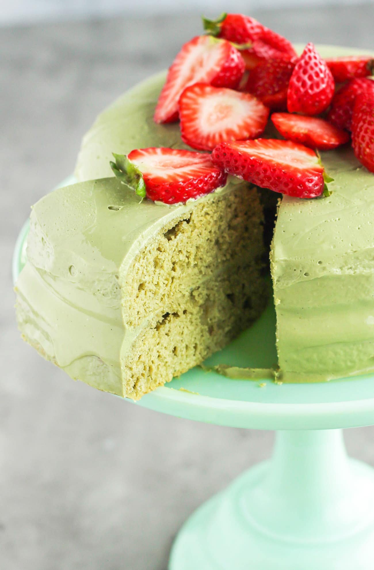 Healthy Matcha Cake with Matcha Green Tea Frosting