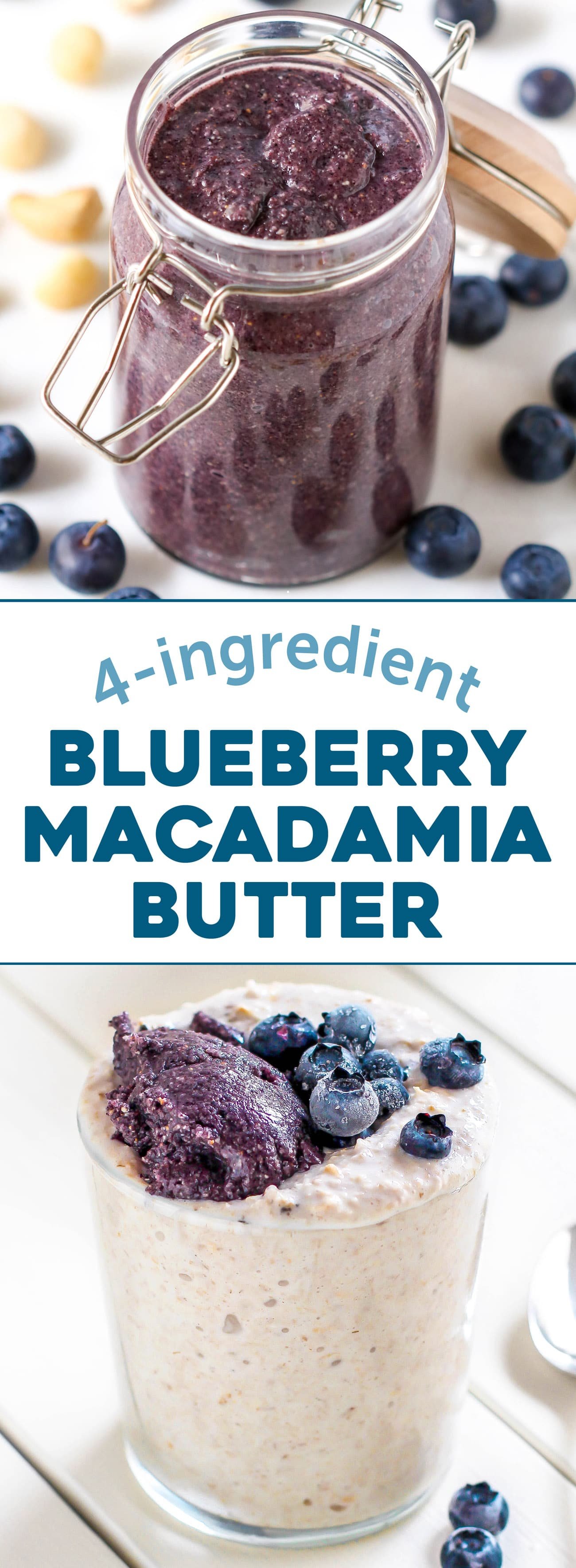 Easy healthy 4-ingredient Blueberry Macadamia Butter