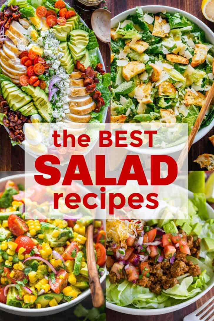 four salad recipes collage