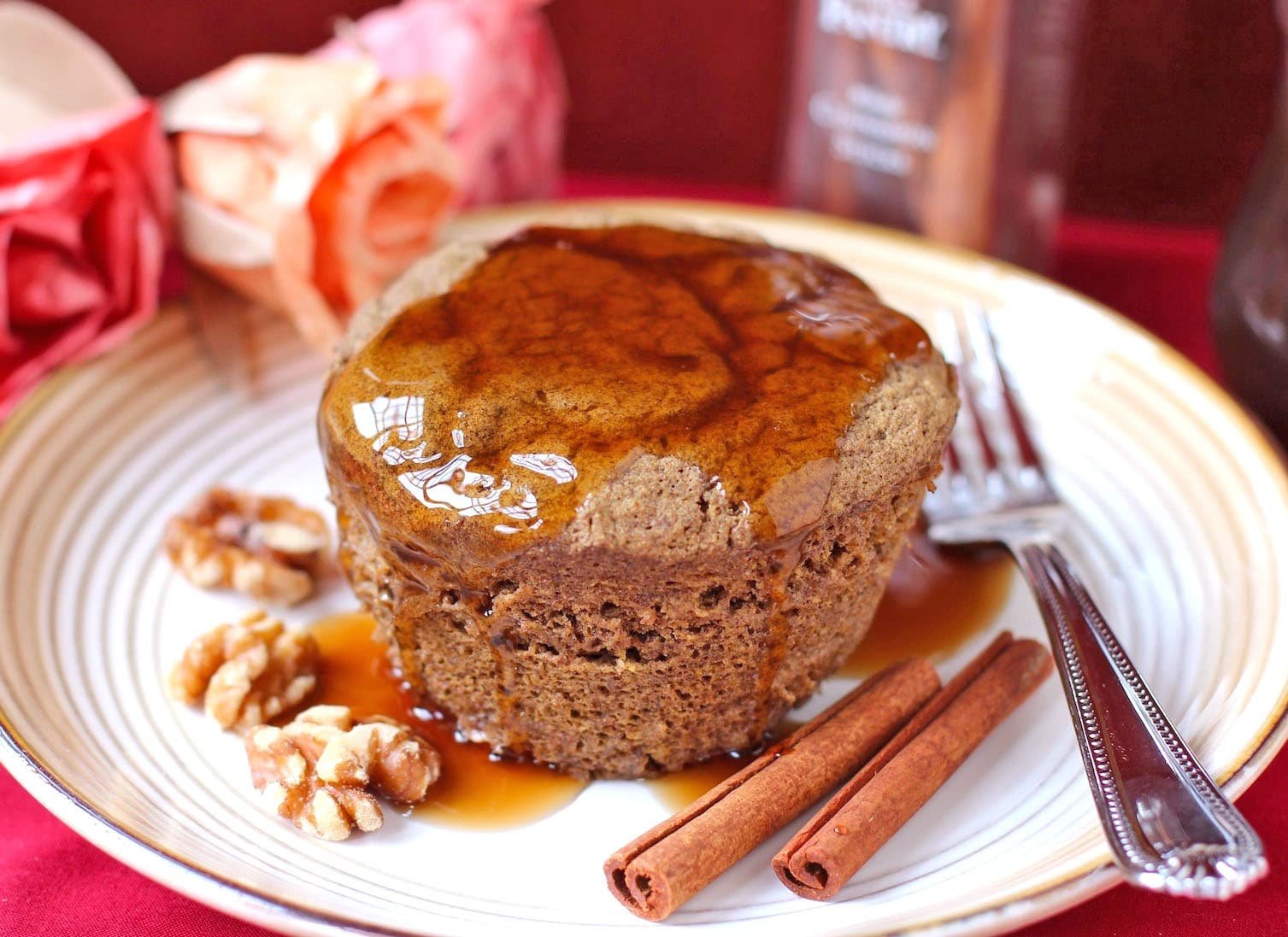 This soft, moist, and delicious Single-Serving Pumpkin Buckwheat Microwave Cake is actually HEALTHY, refined sugar free, low fat, gluten free, and vegan!