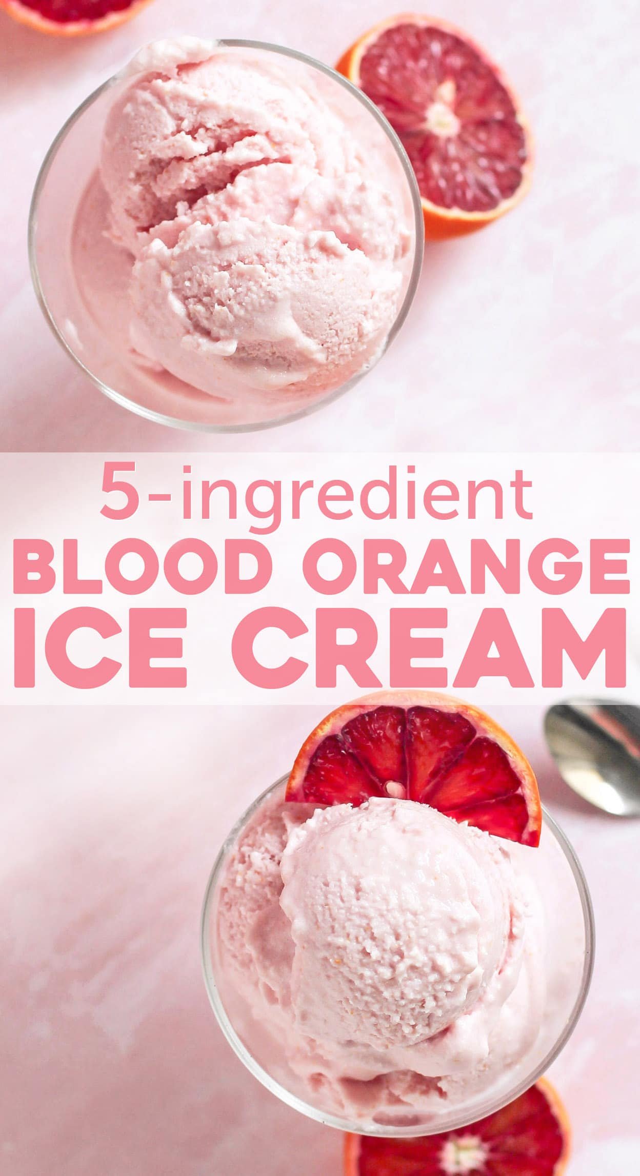 This 5-ingredient Blood Orange Ice Cream is sweet, tart, citrusy, and oh so satisfying. No need for the heavy cream, white sugar, artificial flavors, and artificial food dyes! This is the perfect ice cream to indulge in, guilt-free! Compared to store-bought ice cream, this is lower in calories, fat, and sugar, and higher in protein! This 5-ingredient Blood Orange Ice Cream is sweet, tart, citrusy, and oh so satisfying. No need for the heavy cream, white sugar, artificial flavors, and artificial food dyes! This is the perfect ice cream to indulge in, guilt-free! Compared to store-bought ice cream, this is lower in calories, fat, and sugar, and higher in protein!