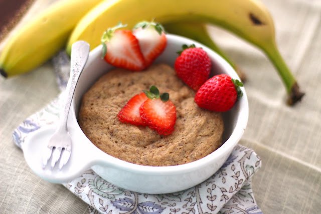 You can make this Healthy Single-Serving Peanut Butter Banana Microwave Cake in 5 minutes flat. You'd never know it's sugar free, gluten free, and vegan!