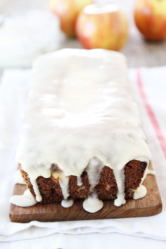 Apple Bread with Brown Butter Glaze Recipe on twopeasandtheirpod.com Brown butter apple bread with a brown butter glaze! This bread is amazing! #bread #apple Apple Bread with Brown Butter Glaze Recipe