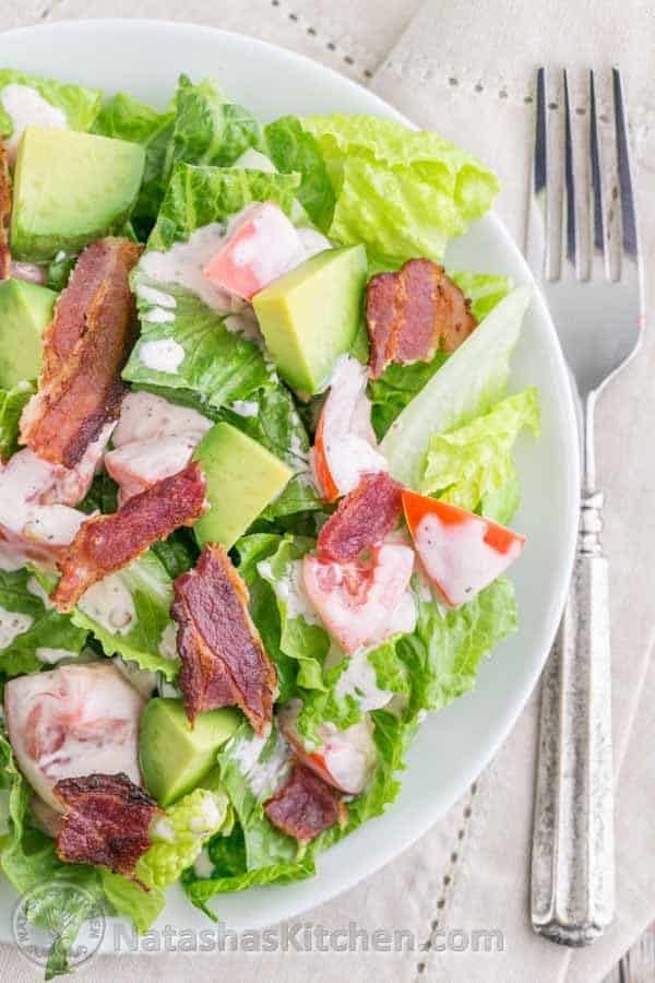BLT Salad with Avocado from the @skinnytaste cookbook - Everything we love about a BLT in Salad form! | natashaskitchen.com