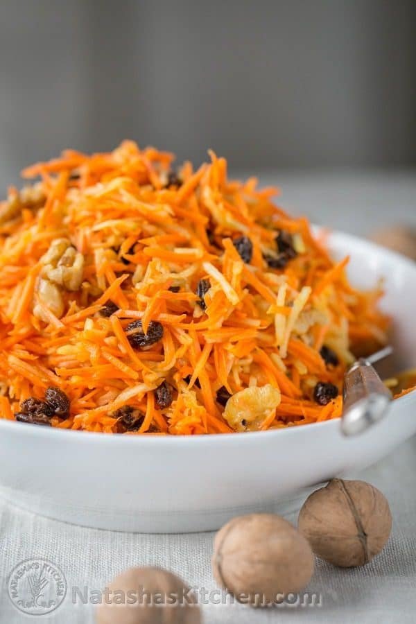 This carrot apple and walnut salad is so simple and delicious. My hubby and I couldn't stop eating it!! @natashaskitchen