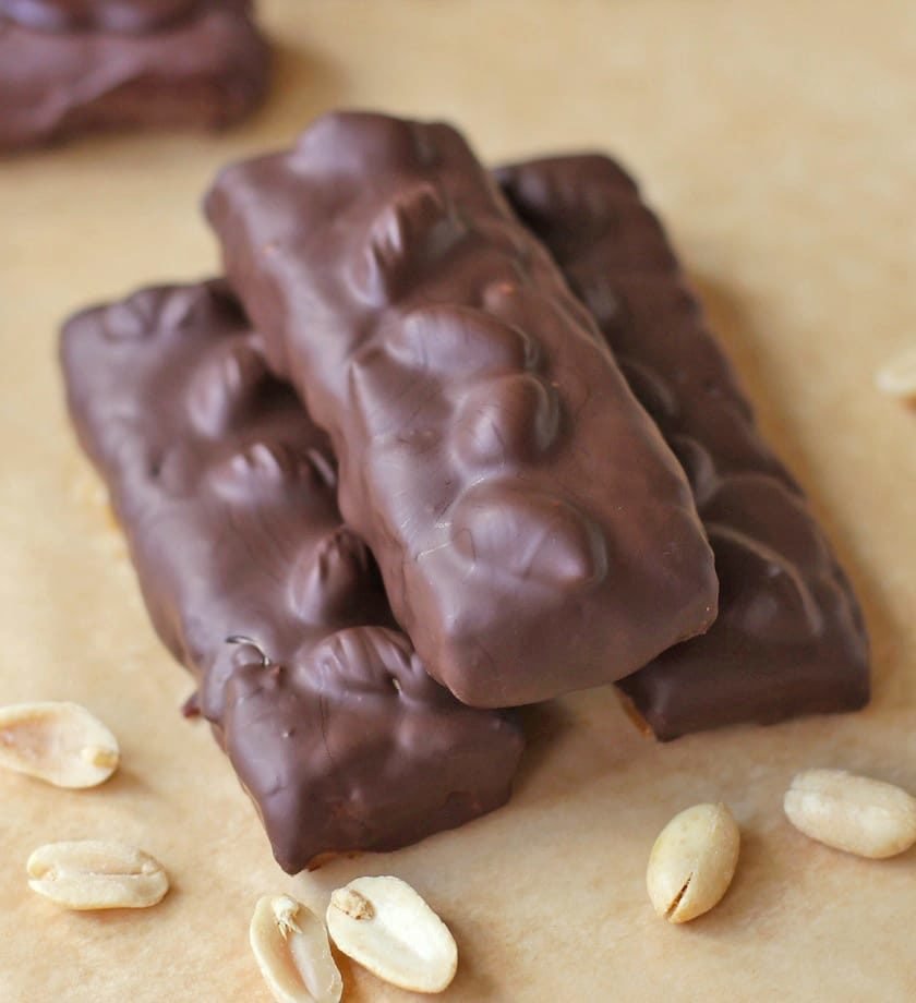 Healthy Beefcake DIY Protein Bars (like Snickerz but in protein bar form!) from the DIY Protein Bars Cookbook – authored by Jessica Stier of the Desserts with Benefits Blog