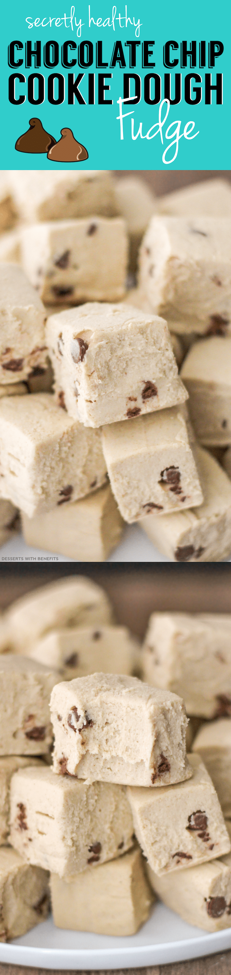 Healthy Chocolate Chip Cookie Dough Fudge (sugar free, gluten free, dairy free, vegan) - Healthy Dessert Recipes at Desserts with Benefits