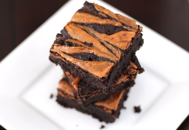 Super moist and fudgy Healthy Fudgy Peanut Butter Swirled Black Bean Brownies! Low fat, sugar free, high fiber, high protein, gluten free and vegan!