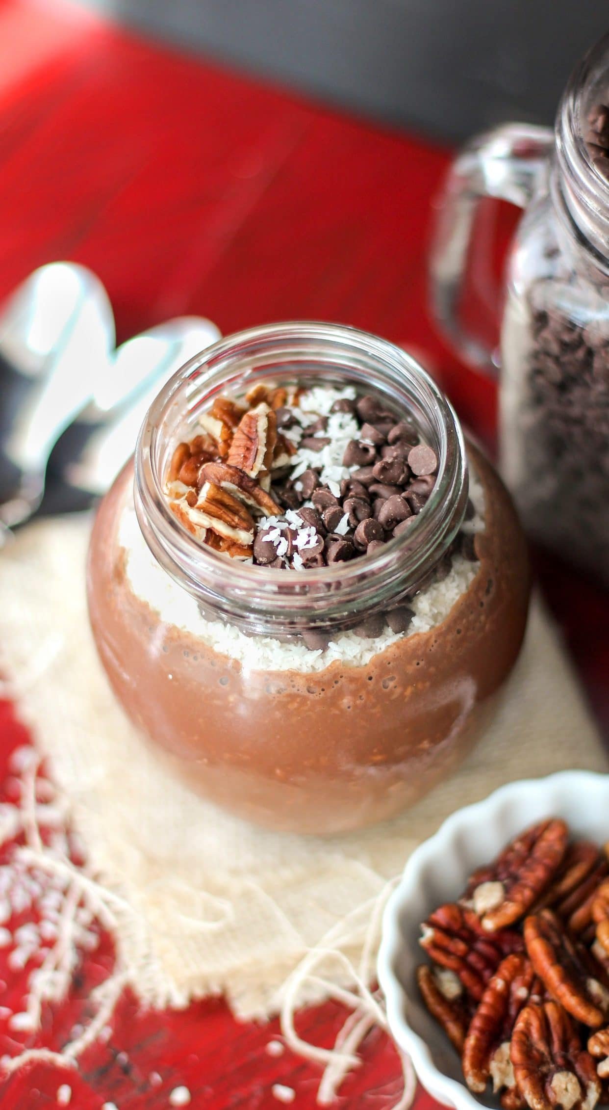 Healthy German Chocolate Cake Overnight Dessert Oats (refined sugar free, gluten free, dairy free, vegan) - Healthy Dessert Recipes at Desserts with Benefits