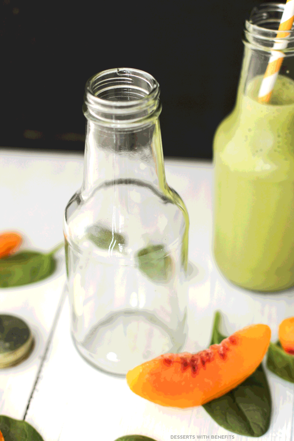 Healthy Green Peach Lassi (no sugar added, low fat, high protein) - Healthy Dessert Recipes at Desserts with Benefits