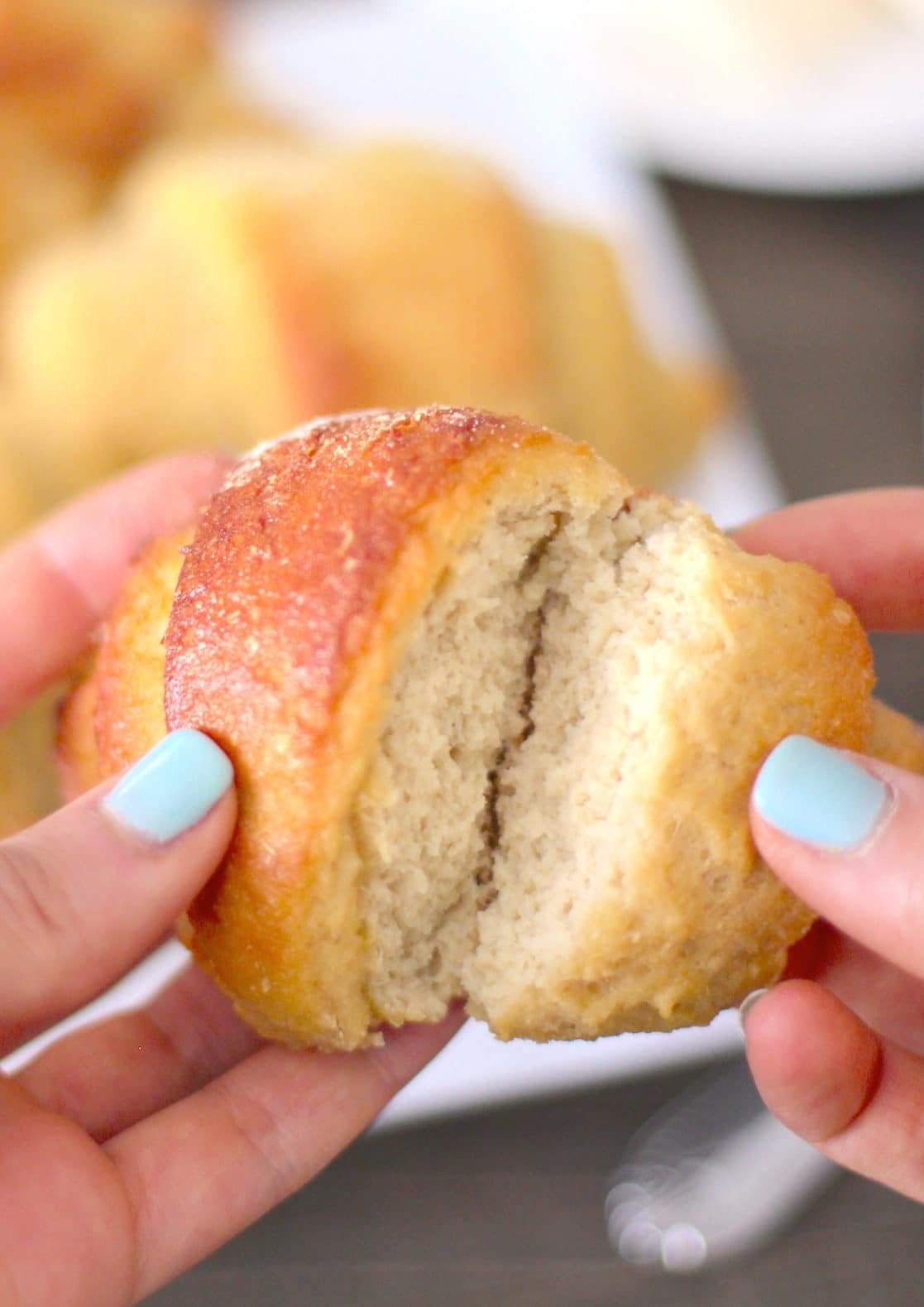These Healthy Homemade Gluten-Free Crescent Rolls are soft, lightly sweet and super buttery... you'd never know they're made without butter, sugar and white flour! They don't taste low fat, sugar free, high protein and gluten free ONE BIT | Healthy Dessert Recipes with sugar free, low calorie, low fat, high protein, gluten free, dairy free and vegan options at the Desserts With Benefits Blog (www.DessertsWithBenefits.com)