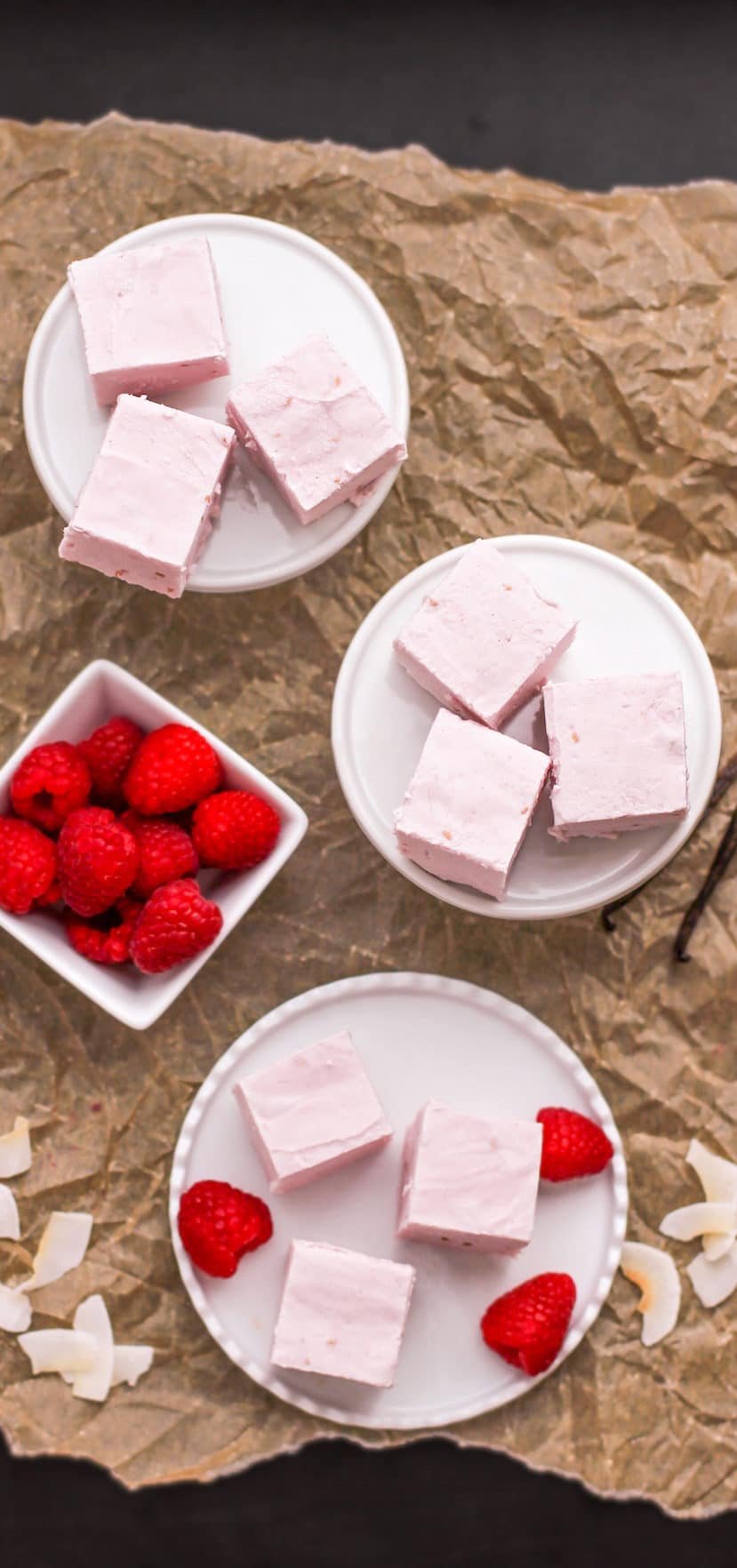 Healthy Raspberry Coconut Fudge (refined sugar free, low carb, high protein) - Desserts with Benefits