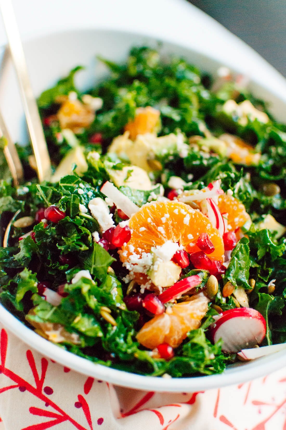 Kale, Clementine and Feta Salad with Honey-Lime Dressing