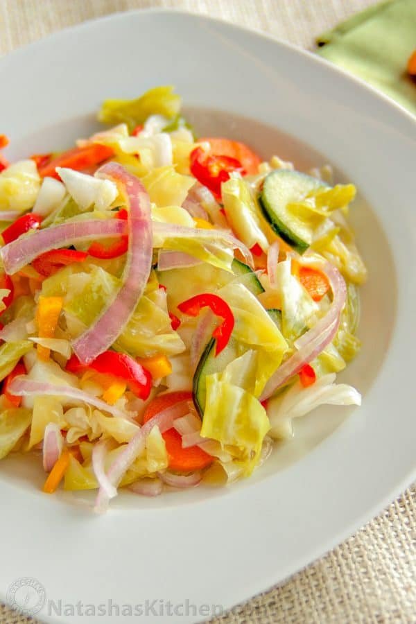 A bowl of marinated vegetable salad 