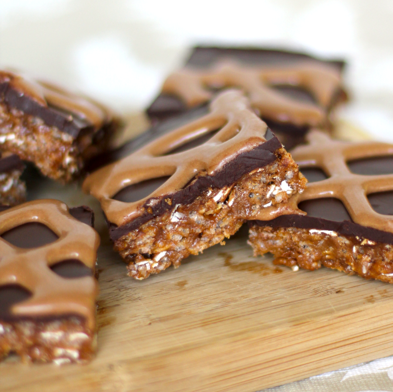 These Healthy Peanut Butter and Chocolate Krispy Treats are rich, sweet, crunchy, and chewy. They sure don't taste refined sugar free, high protein, and gluten free in the slightest! These Healthy Peanut Butter and Chocolate Krispy Treats are rich, sweet, crunchy, and chewy. They sure don't taste refined sugar free, high protein, and gluten free in the slightest!