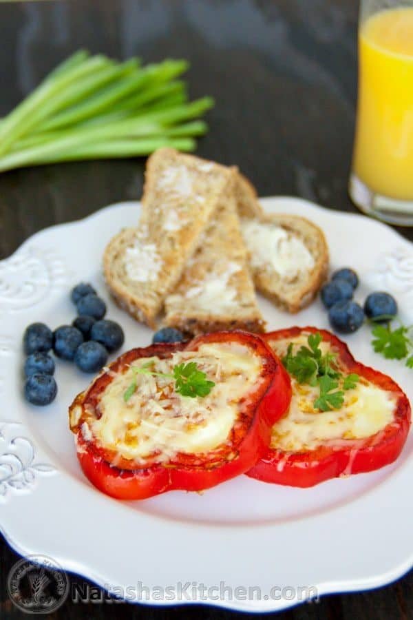 The bell pepper adds gorgeous color and a very healthy veggie to your morning. Impress your family and breakfast guests with this Bell Pepper egg-in-a-hole.