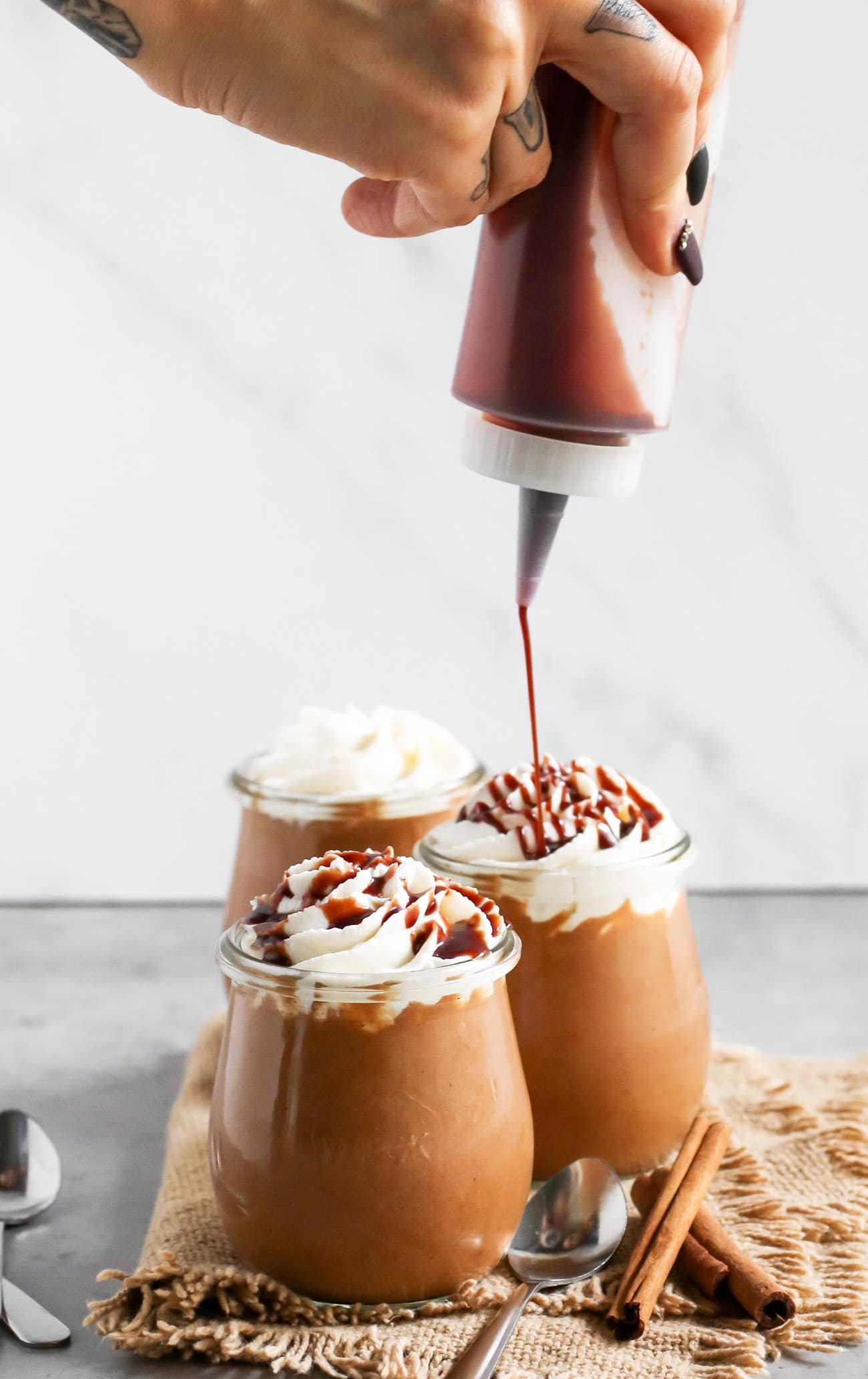 This 5-minute Healthy Caramel Pumpkin Pudding is sweet, creamy and packed full of pumpkin and caramel flavor. Best of all, it doesn't require any cooking, is refined sugar free, low fat, eggless, gluten free, and vegan too!