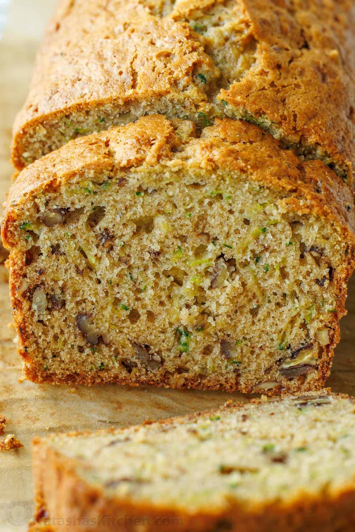 Sliced zucchini bread