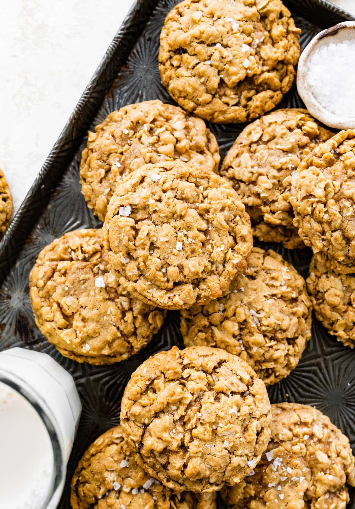 oatmeal cookies on sheet pan.