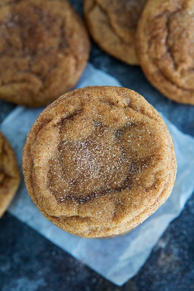close up of Pumpkin Snickerdoodle cookie. 